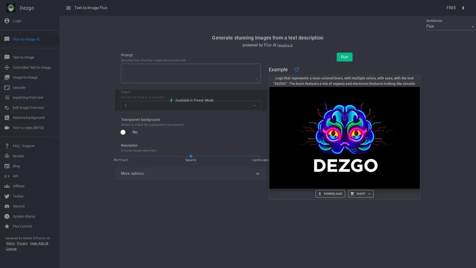 Text-to-Image Flux - Online Free AI Image Generator - Dezgo