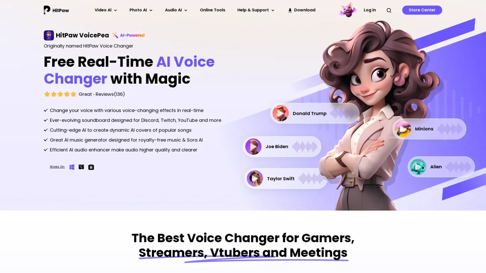 HitPaw VoicePea - Best Free Real-time AI Voice Changer