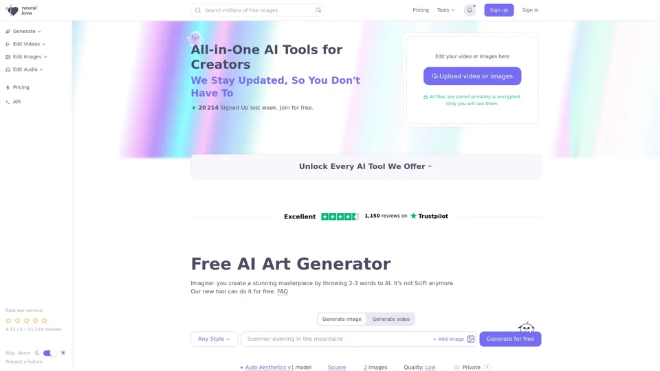 Free AI Generators & AI Tools | neural.love