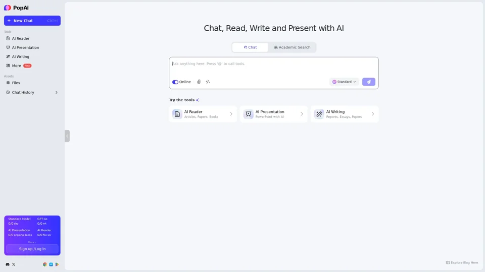 PopAi: Chat, Read, Write and Present with AI