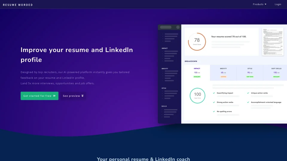 Resume Worded - Free instant feedback on your resume and LinkedIn profile