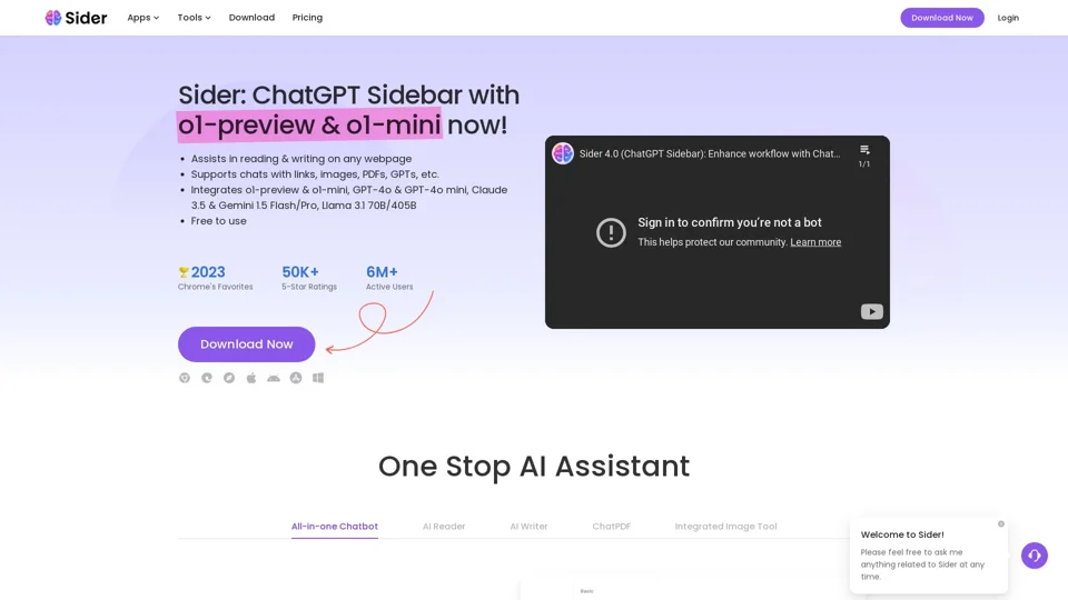 Sider: ChatGPT Sidebar + GPT-4o, Claude 3.5, Gemini 1.5 & AI Tools