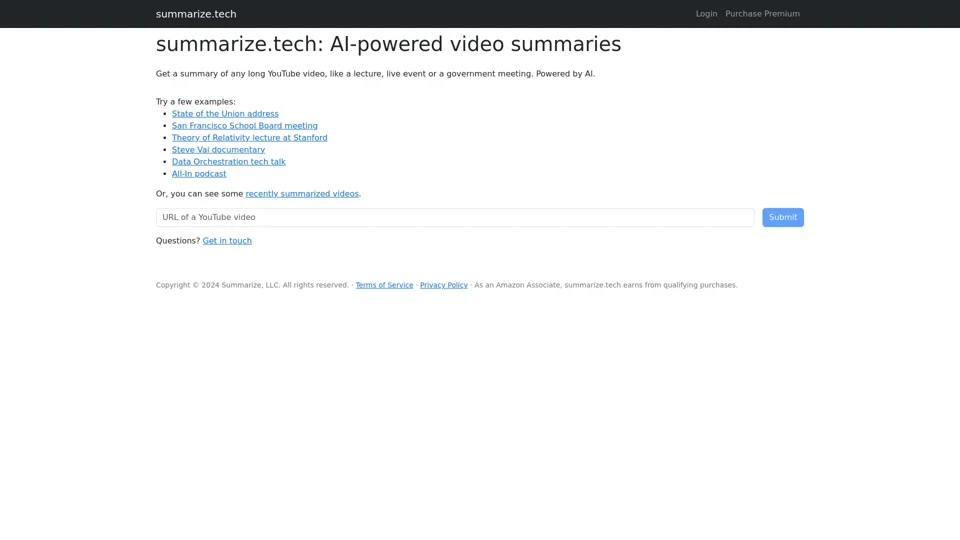 summarize.tech: AI-powered video summaries