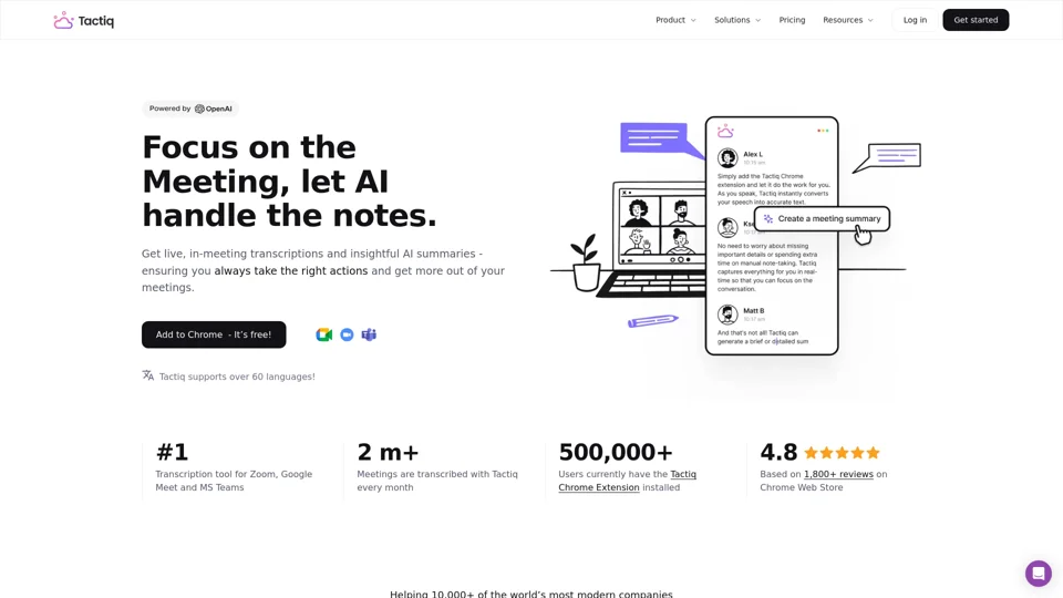 Tactiq.io -  AI Meeting Transcripts for Google Meet, Zoom & Teams