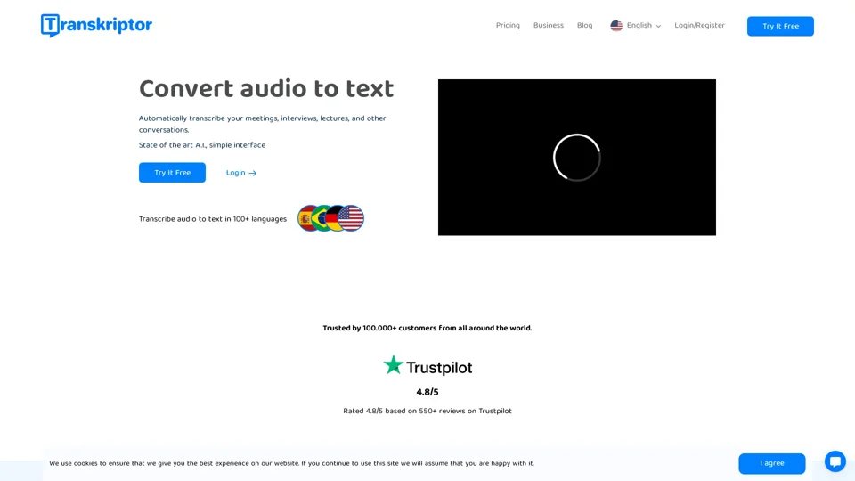 Transkriptor: Convert audio or video to text [Transcription]