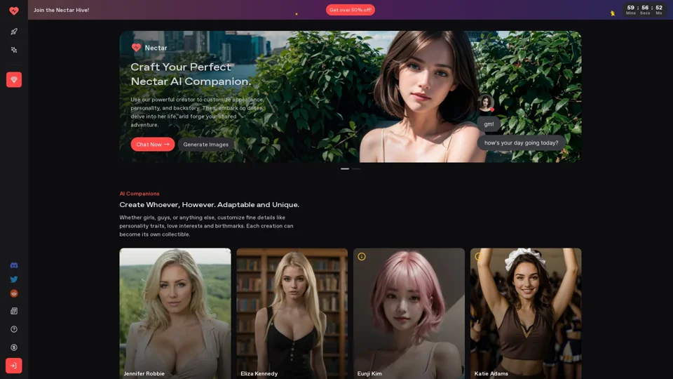 TryNectar’s AI Girlfriend - Create your Perfect Virtual Companion - Your dream AI girlfriend is a few clicks away