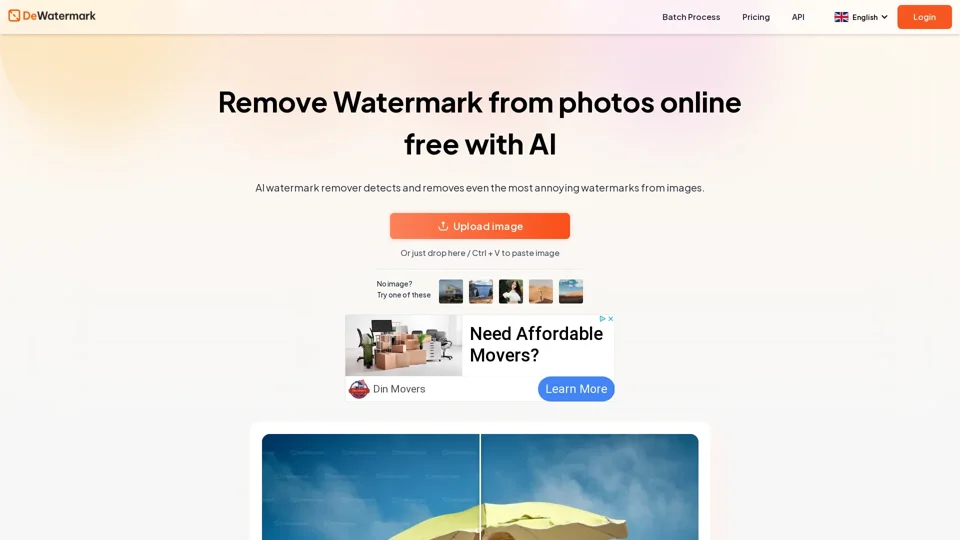 Remove watermark from images with AI watermark remover