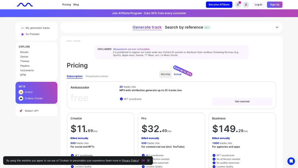 Mubert Subscription - Buy Royalty-Free Music | Mubert Render