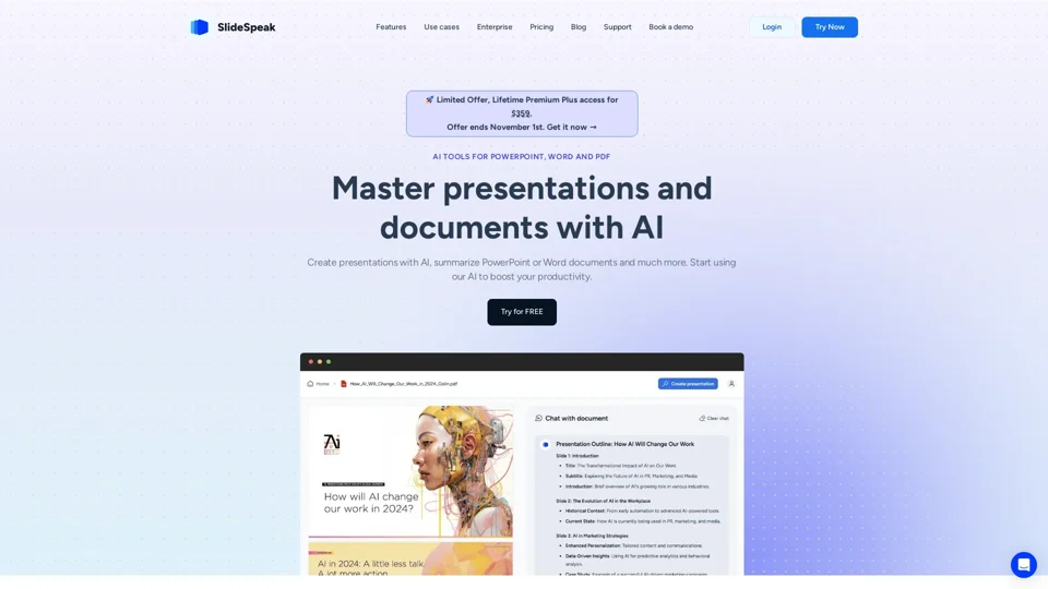 SlideSpeak - Your AI to create presentations powered by ChatGPT