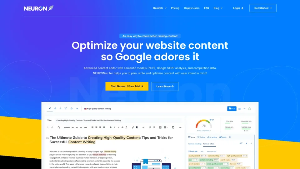 NeuronWriter – Content optimization with #semanticSEO | NeuronWriter