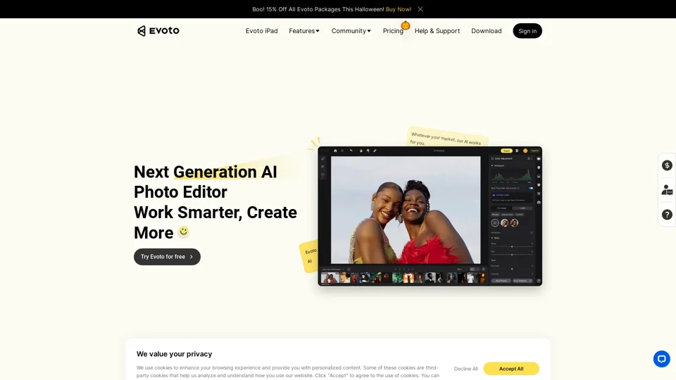 Evoto AI - Photo Editor & Retouching Service for Photography