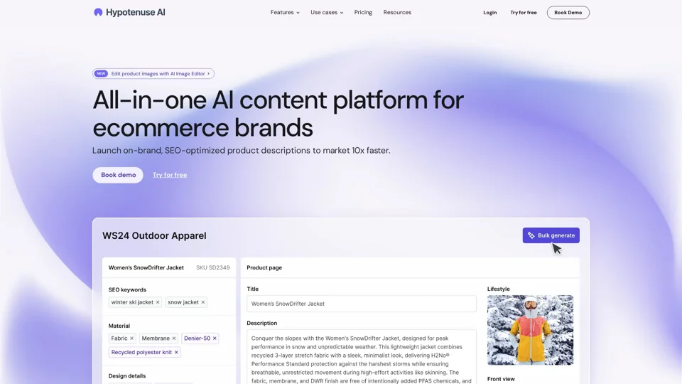 Hypotenuse AI - Ecommerce AI Writer & AI Writing Assistant