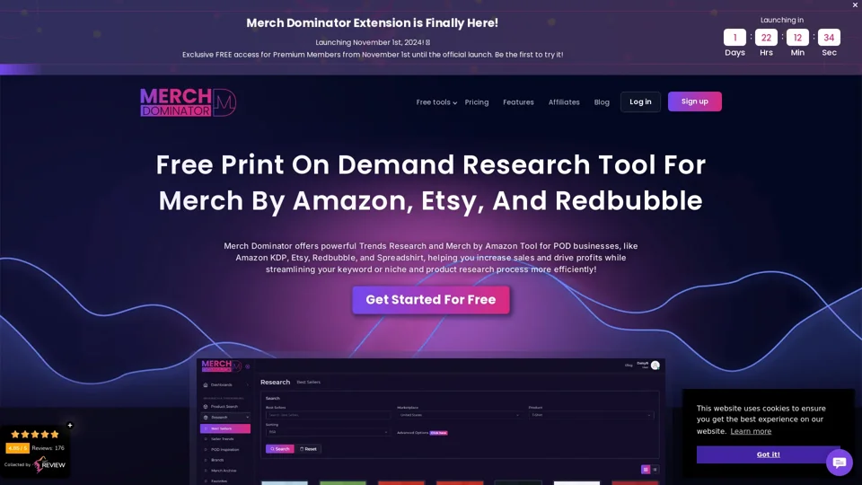Free Merch By Amazon & Print On Demand Product Research Tool