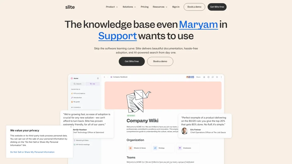 Slite - AI-powered knowledge base