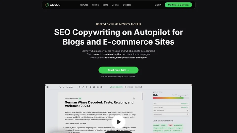 SEO.AI | AI Writer that also identifies the SEO gaps