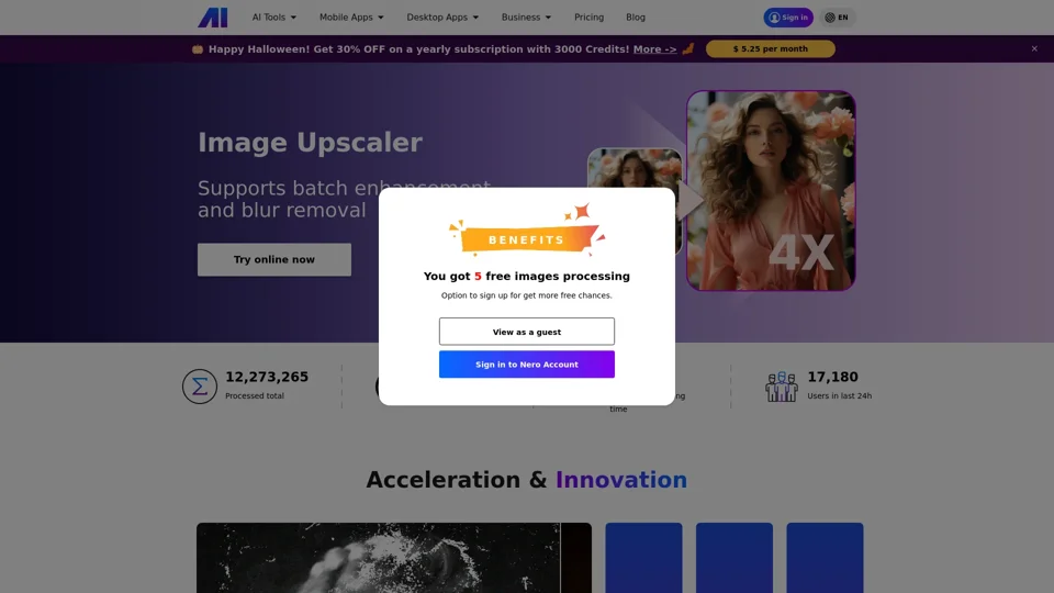 Try Nero AI Tool Free!#Enlarge#Animate#Colorize#Restore#Avatar#Tag