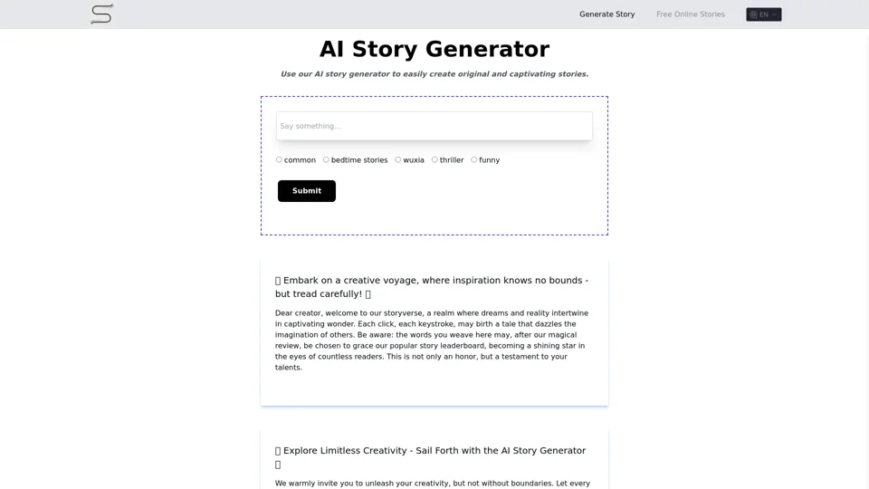 Free AI Story Generator [Unlimited, No Sign-Up]