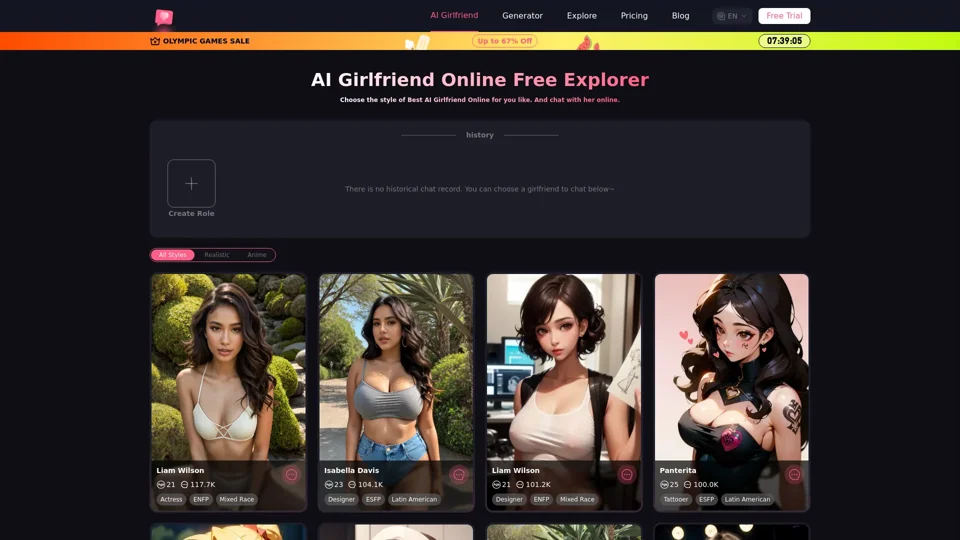 AI Girlfriend Online Free Explorer | aigirl.best