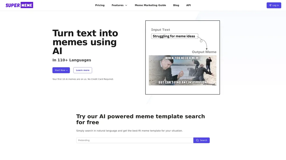 Turn text into AI memes | AI Meme Generator | Supermeme.ai