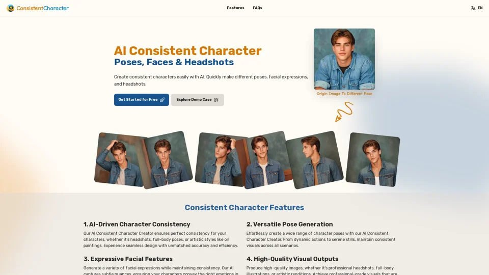AI Consistent Character Creator: Poses, Faces & Headshots