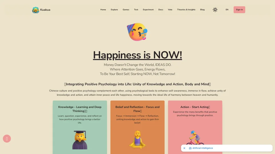 Happiness Unleash Power within by Psychology & AI | kuakua