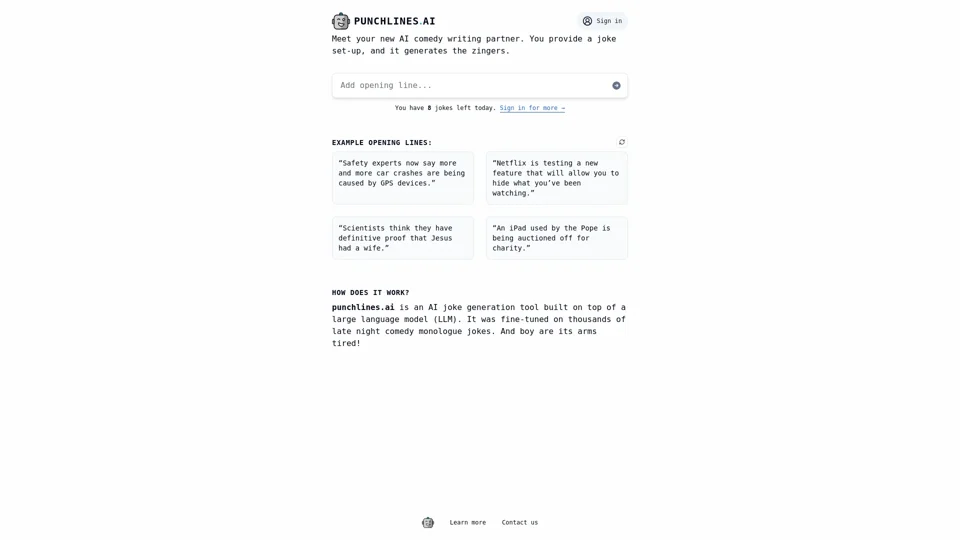 punchlines.ai :: Generate jokes with AI