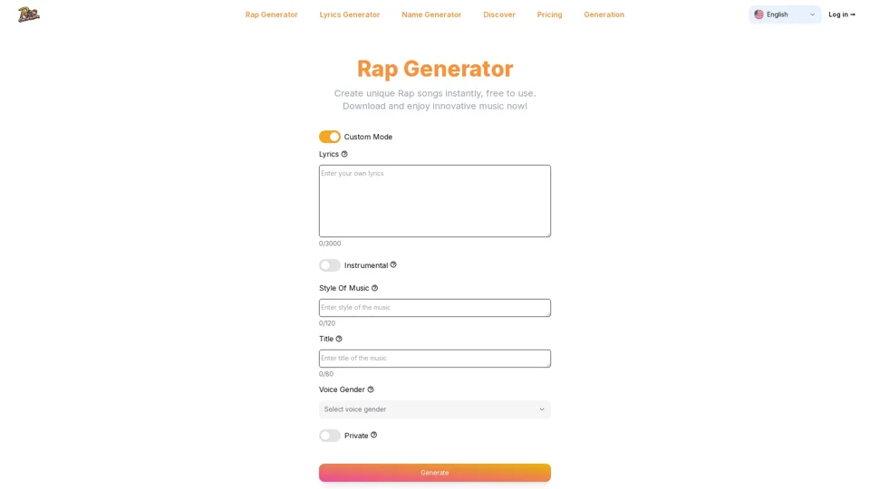 AI Rap Generator|Create Unique Rap Songs with Our Rap Maker