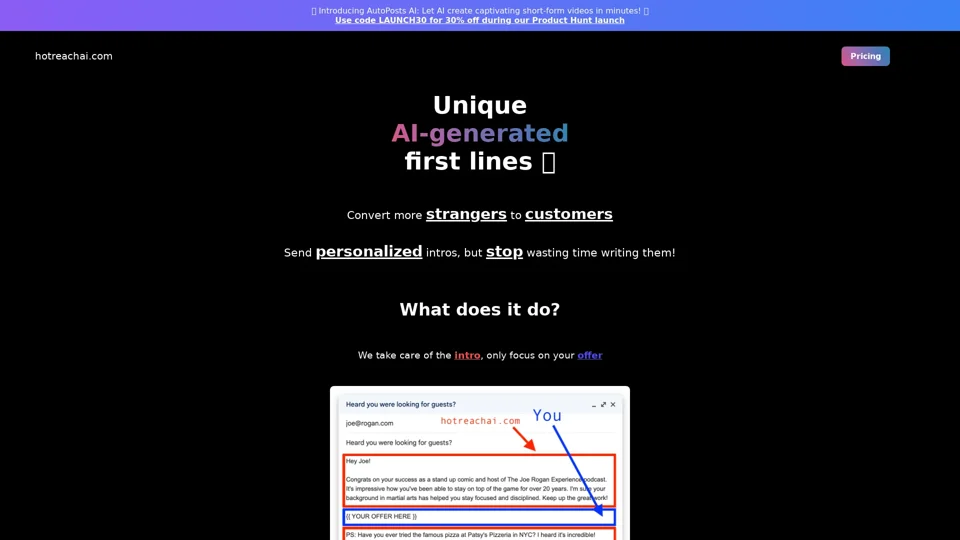 Hot Reach AI: Generate First Lines For Cold Outreach Using Artificial Intelligence