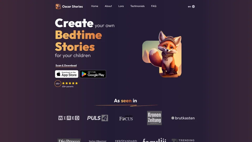 Oscar Stories - Create bedtime stories for children using AI
