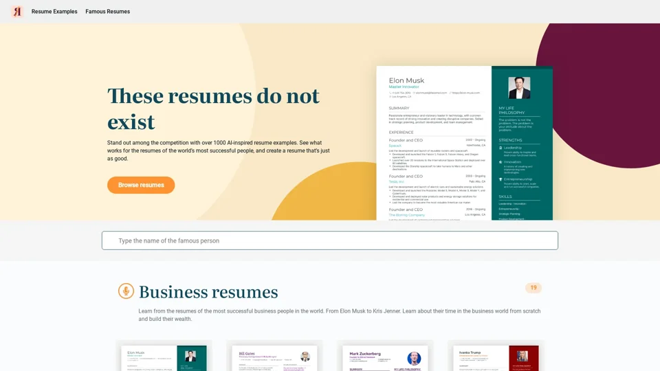 ChatGPT Famous Resumes - AI Inspired Resume Examples
