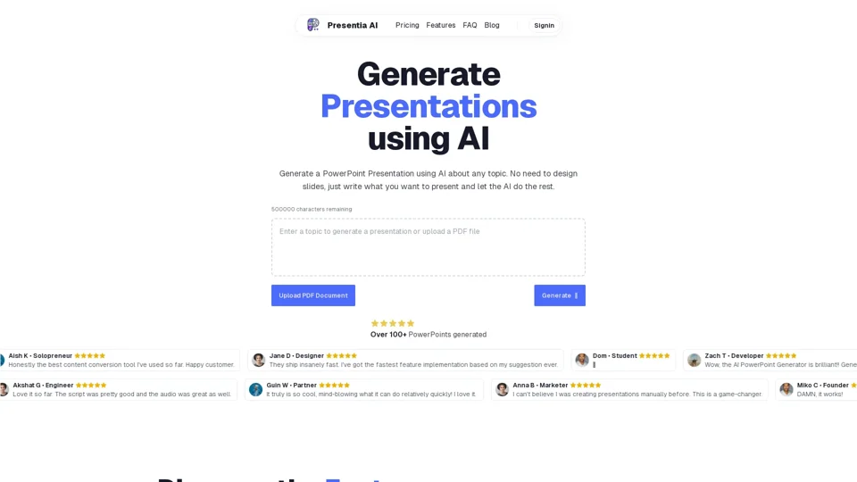 Presentia AI: Best AI Presentation Maker