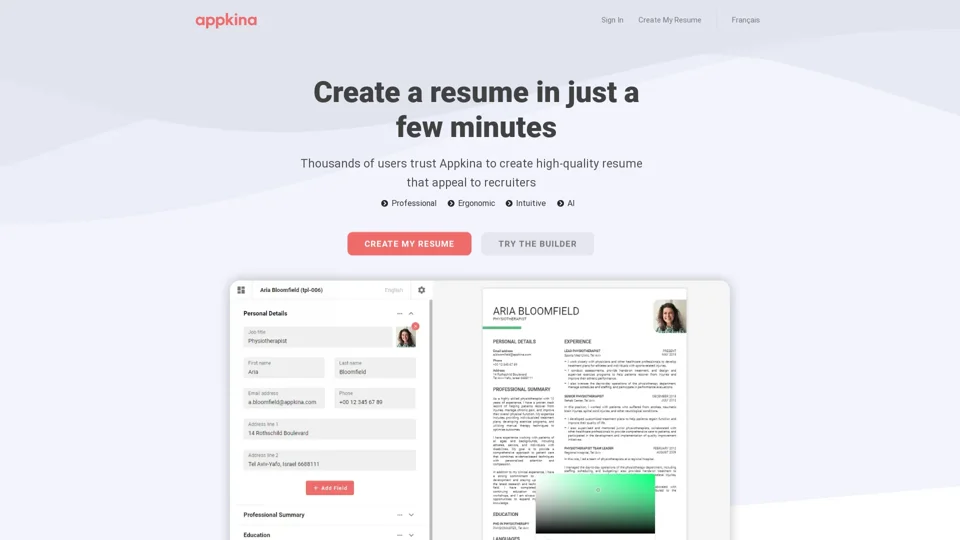 Create the perfect resume in just a few minutes