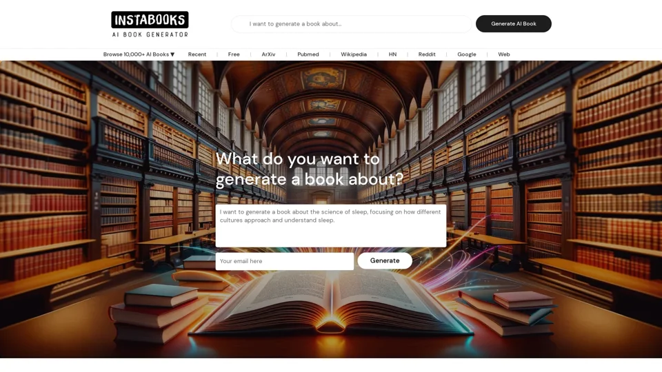 Instabooksᴬᴵ - AI Book Generator - Generate a Book About Anything