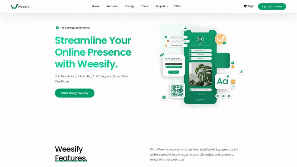 Weesify | Link shortener, Link-In-Bio, AI Writer, Next-Gen Web Tools