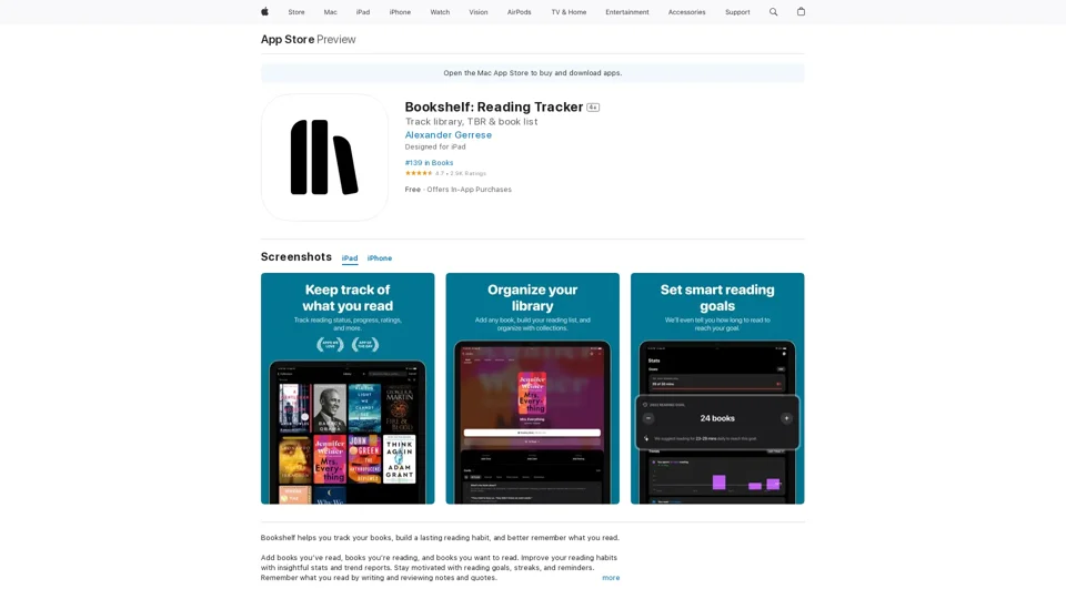 Bookshelf: Reading Tracker on the App Store