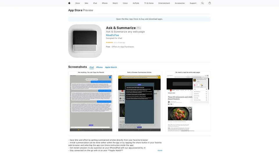 Ask & Summarize on the App Store