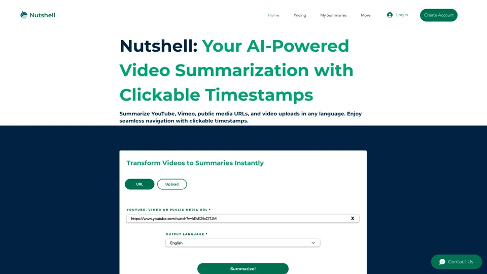 Nutshell Summaries | summarize youtube video