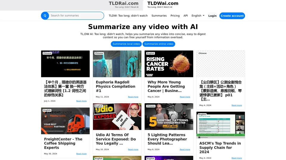 TL;DW AI: Too long; didn't watch | TLDWai.com