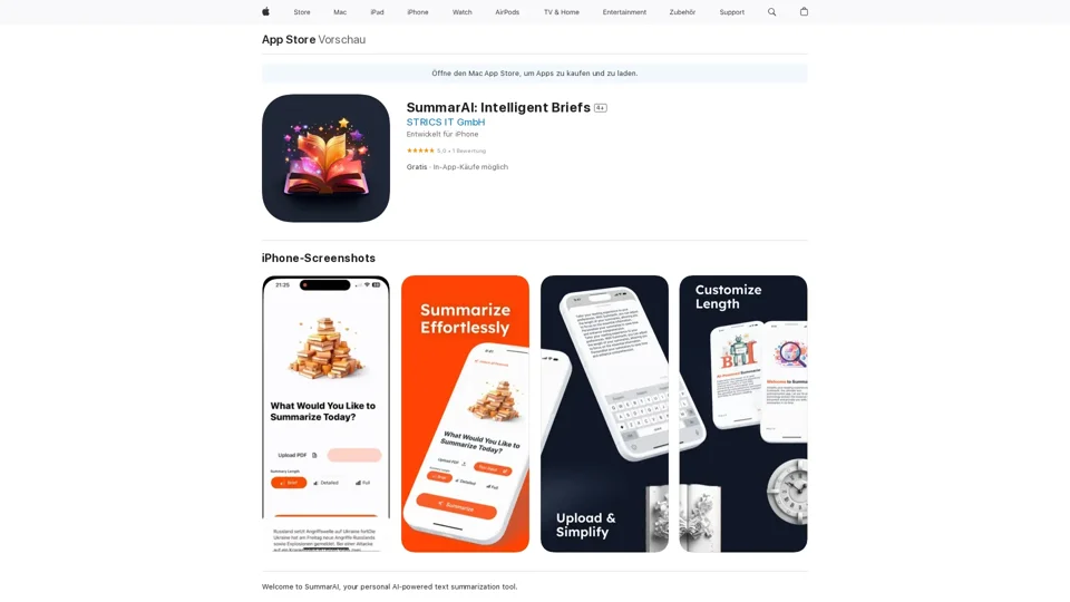 SummarAI: Intelligent Briefs im App Store