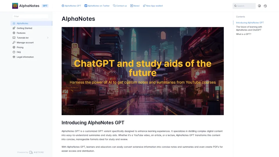 Introducing AlphaNotes on ChatGPT