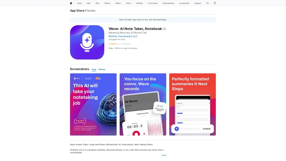 Wave: AI Note Taker, Notebook on the App Store