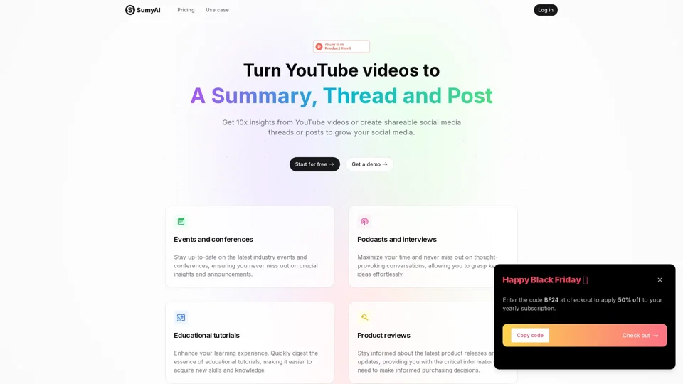 SumyAI - Get insights from Youtube 10x faster 🚀