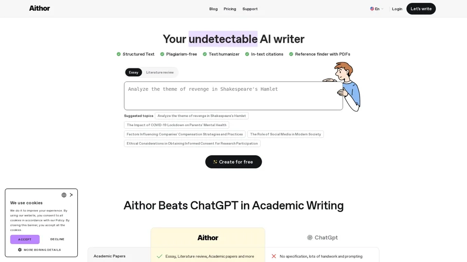 AI Essay Writer | Free Essay Generator – Aithor