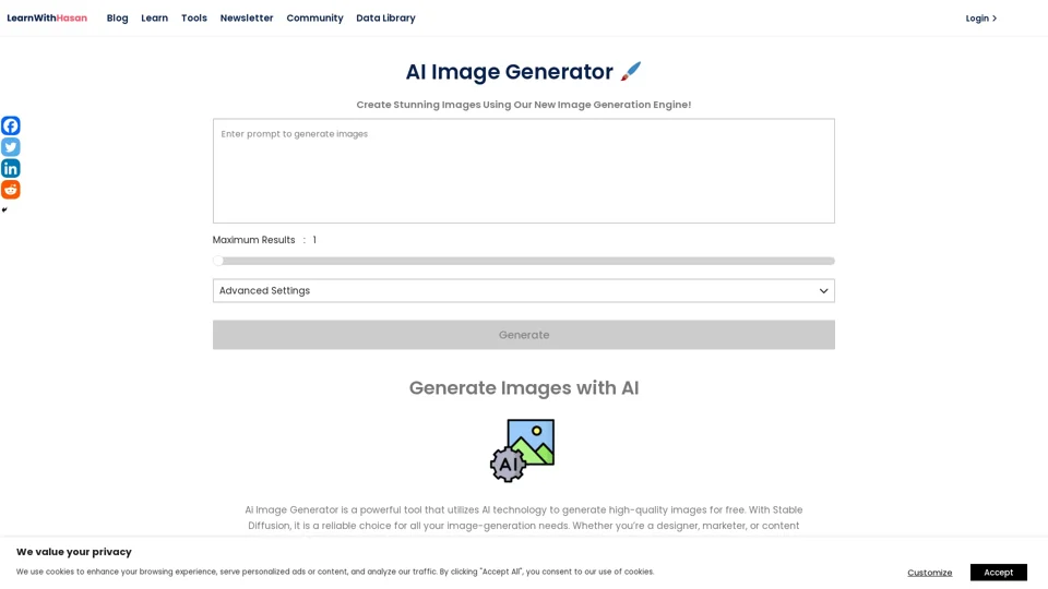 Free AI Image Generator - LearnWithHasan Tools 🤖