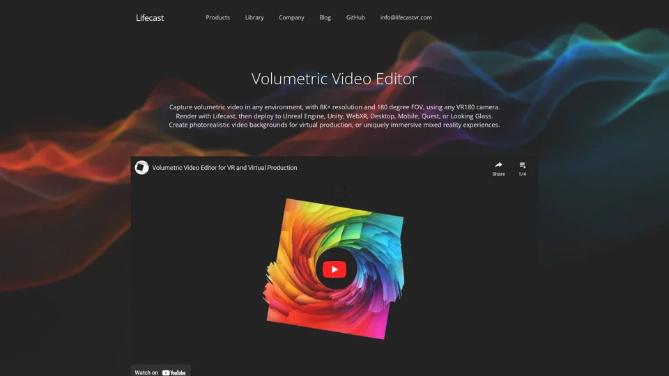 Volumetric video software - Lifecast