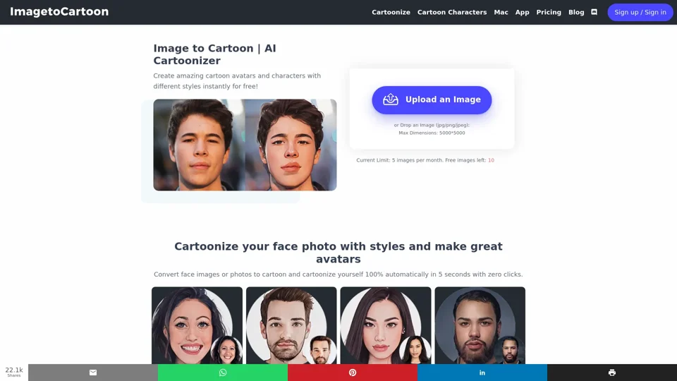 ImagetoCartoon | Create Stunning Cartoon Avatars & Character Maker