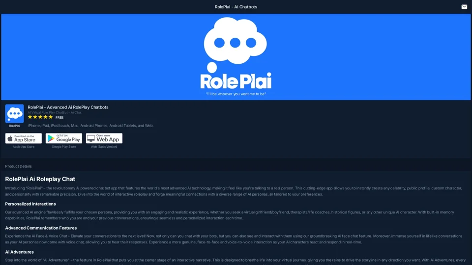 RolePlai - Advanced Ai RolePlay Chatbots