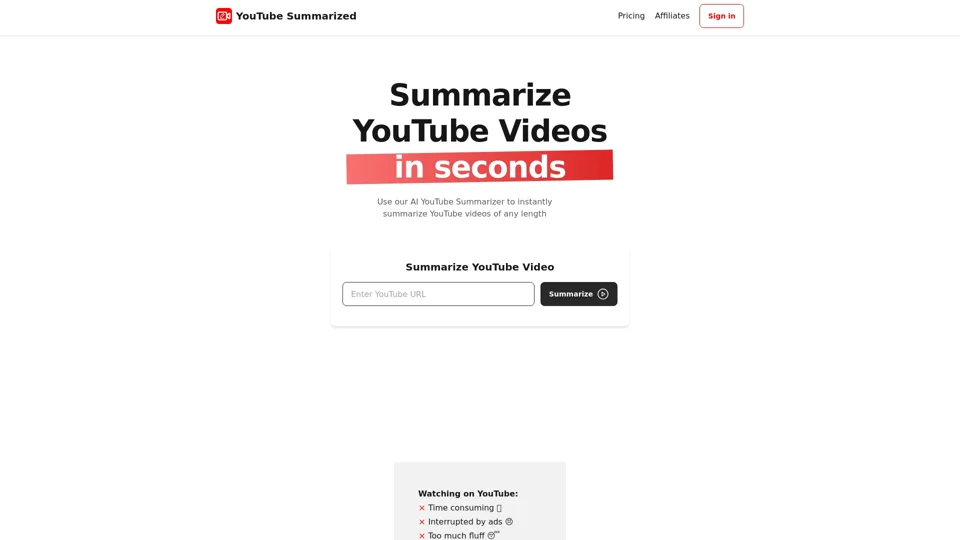 YouTube Summarized - AI Video Summarizer for YouTube