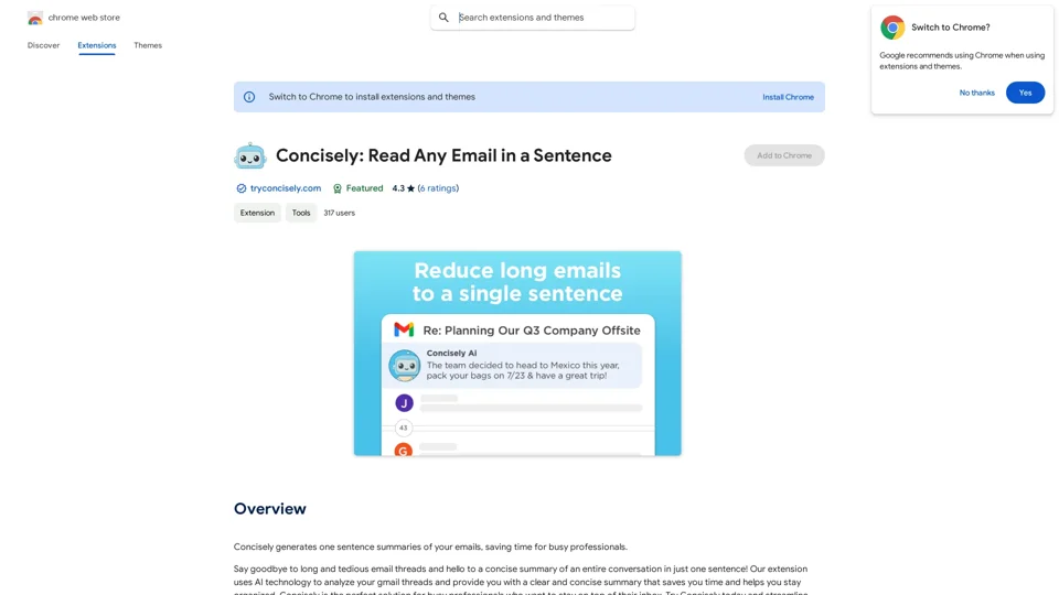 Concisely: Read Any Email in a Sentence - Chrome Web Store