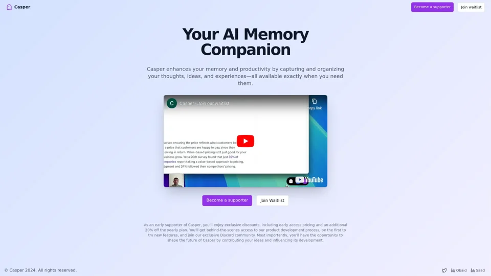 Casper - Your AI Memory Companion | Enhance Productivity